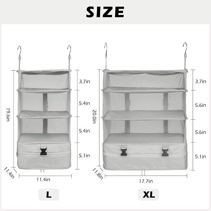 Surblue Hanging Closet Storage Bag Collapsible 3-Shelf Washable Oxford Fabric - Image 2