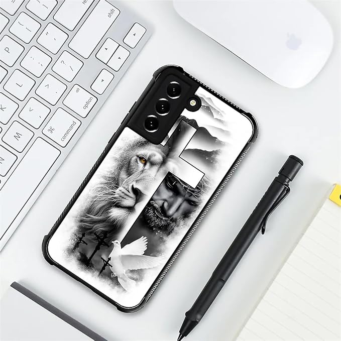 for Samsung Galaxy S21 FE Case, Lion Cross Jesus Christ Dove Pattern Graphic - Image 7