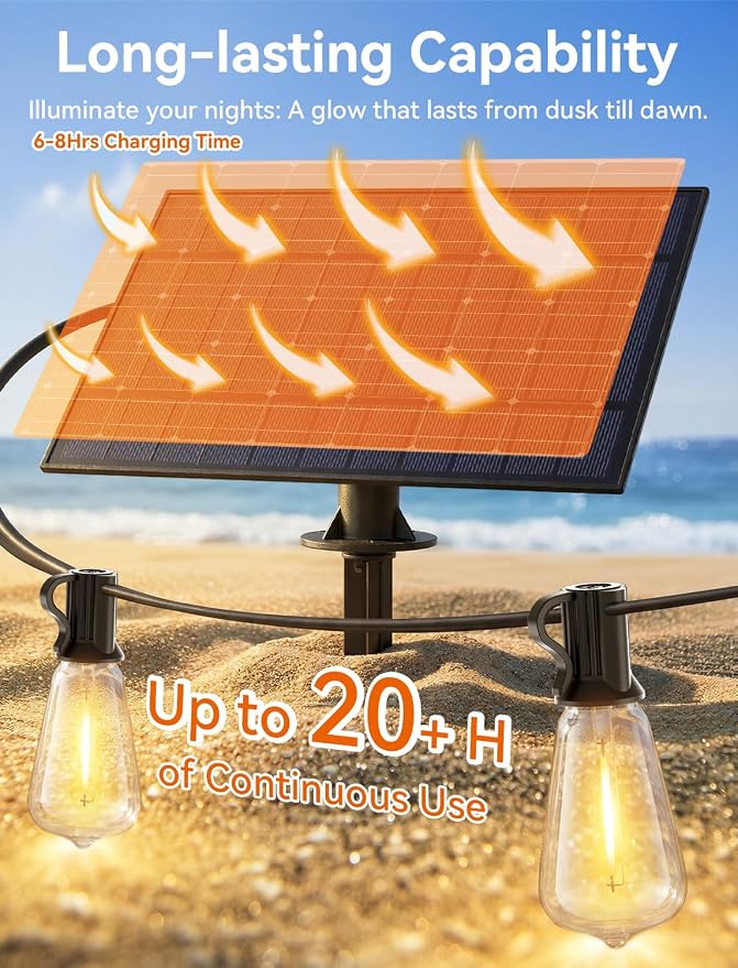 Brightever 120FT Solar String Lights Outdoor Waterproof, Patio Lights Solar - Image 3
