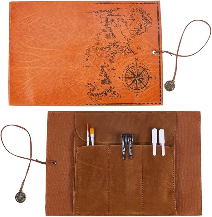 GORGECRAFT PU Leather Pencil Bag Strap Vintage Treasure Map Compass Cover - Image 6