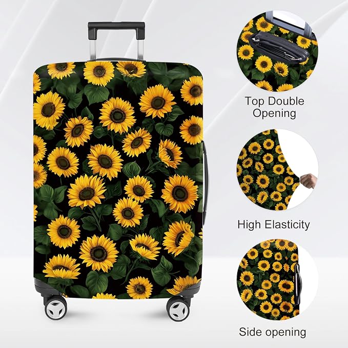 ANNA QUEEN Sunflowers Travel Luggage Cover -Stretchable Airplane Suitcase - Image 2