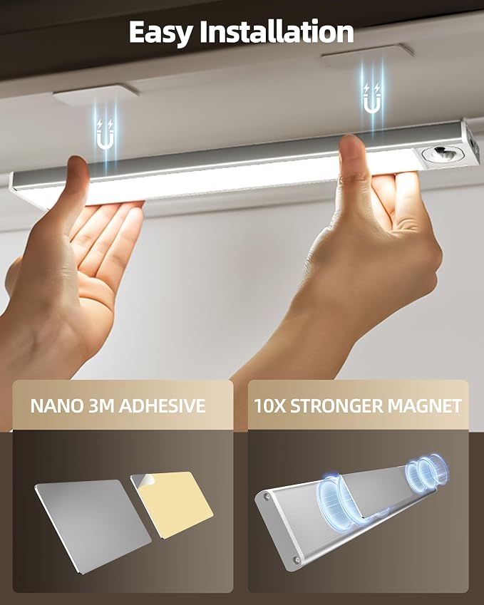 6Pack 12inch Under Cabinet Lighting, Rechargeable Motion Sensor Light Wireless - Image 7