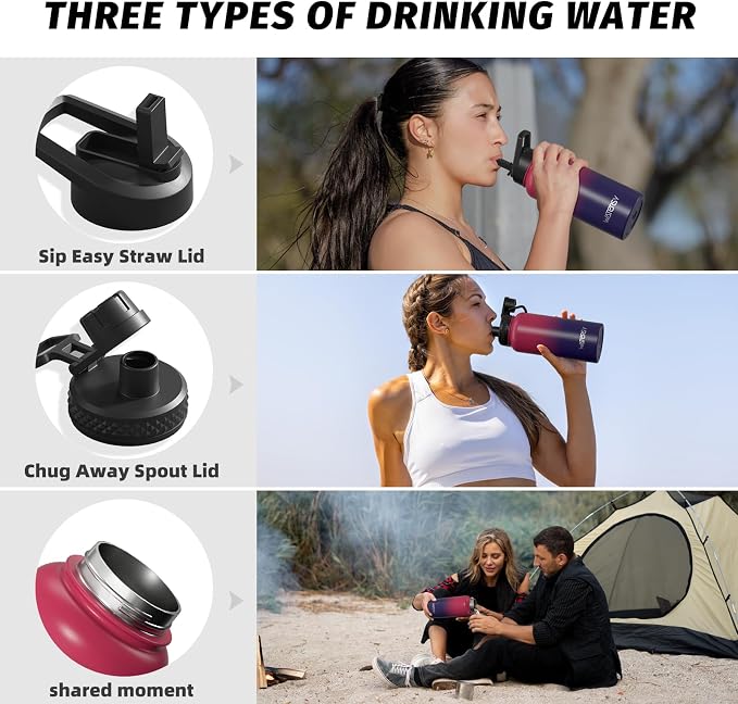32oz Insulated Water Bottle, BPA Free&Leak Proof, Stainless Steel Water Flask - Image 3