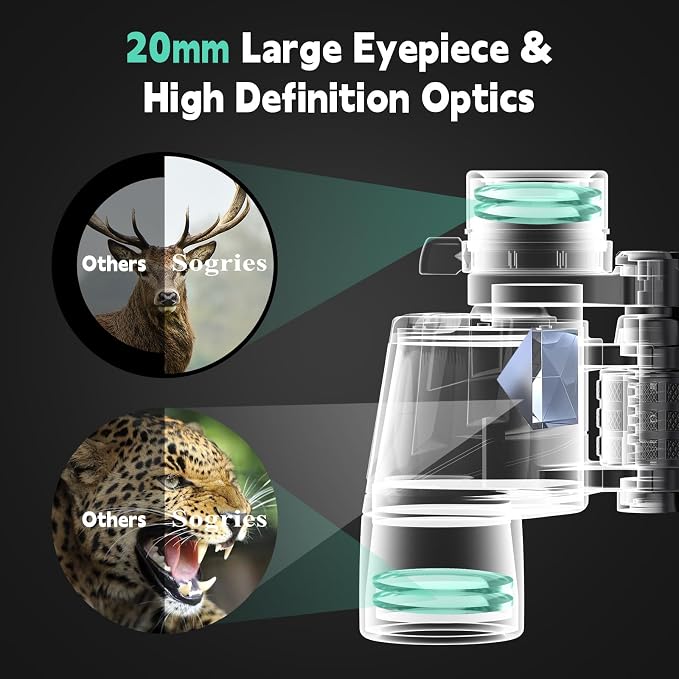 6-16x40 HD Zoom Binoculars for Adults, High Powered, Large View, BAK4 Prism - Image 3