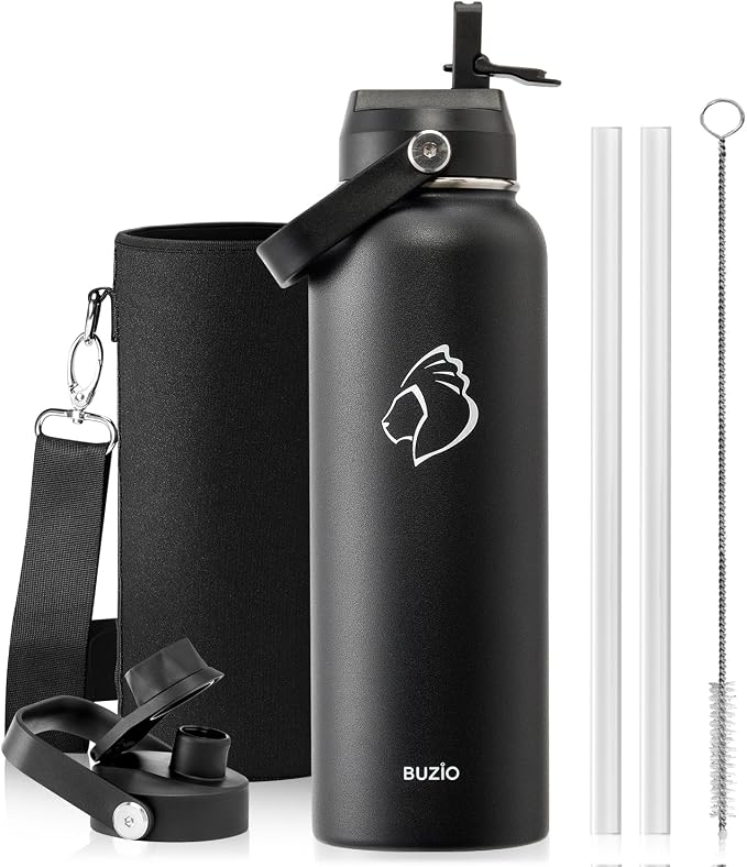 BUZIO 40oz Insulated Water Bottle, Triple Wall Vacuum Stainless Steel Water by BUZIO