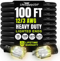 100ft Outdoor/Indoor Extension Cord 12/3 Gauge Extra Heavy Duty 3 Prong SJTW by LifeSupplyUSA
