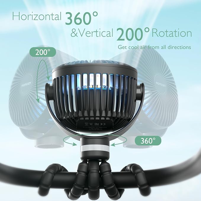 Momcozy 8000mAh Portable Stroller Fan | 27H Ultra-long Battery Life | - Image 7