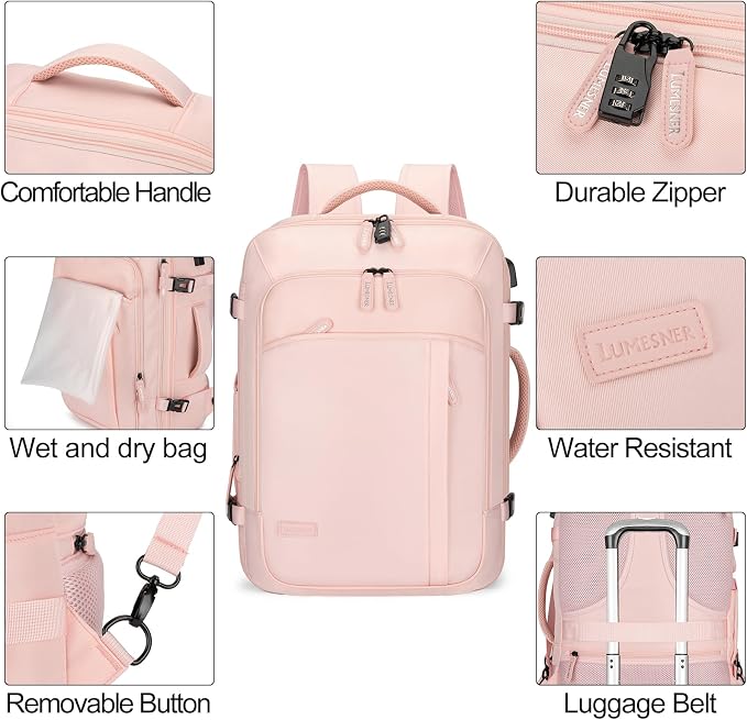Lumesner Carry on Travel Backpacks, Extra Large 40L Flight Approved Bag - Image 7