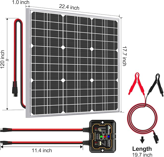 SOLPERK Solar Panel Kit 50W 12V, Waterproof Solar Battery Trickle Charger - Image 7