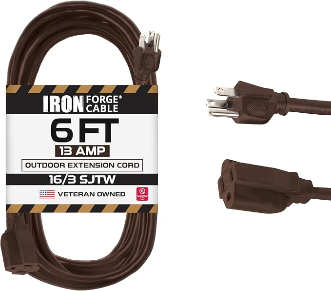Iron Forge Cable Outdoor Brown Extension Cord 6 ft by IronForgeCable