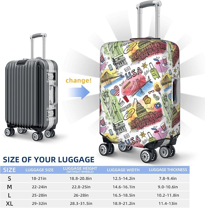 USA Landmarks Print Elastic Luggage Cover, Suitcase Protector - Image 6