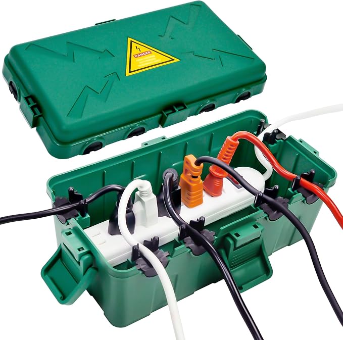 Hrensaw Medium Outdoor Electrical Box, Weatherproof Connection Box w/6 Cable by Hrensaw