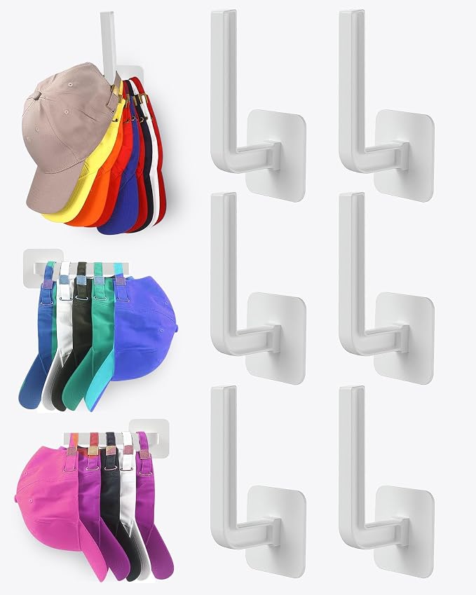 Hat Rack for Hat Storage, Strong Adhesive Hat Hooks for Wall Hat Organizer for by Sunfanie