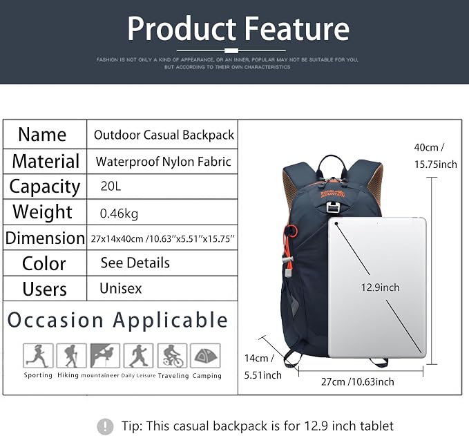 20L Lightweight Hiking Backpack - Image 2