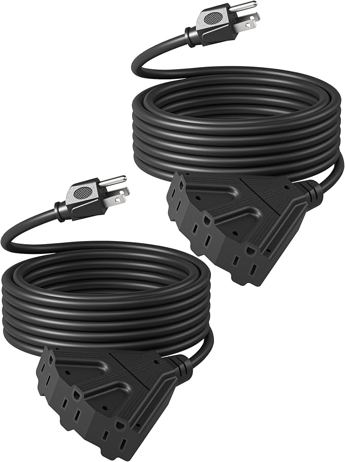 DEWENWILS 25FT Christmas Outdoor Extension Cord, 16/3 SJTW Tri-Tap Power Cable by DEWENWILS