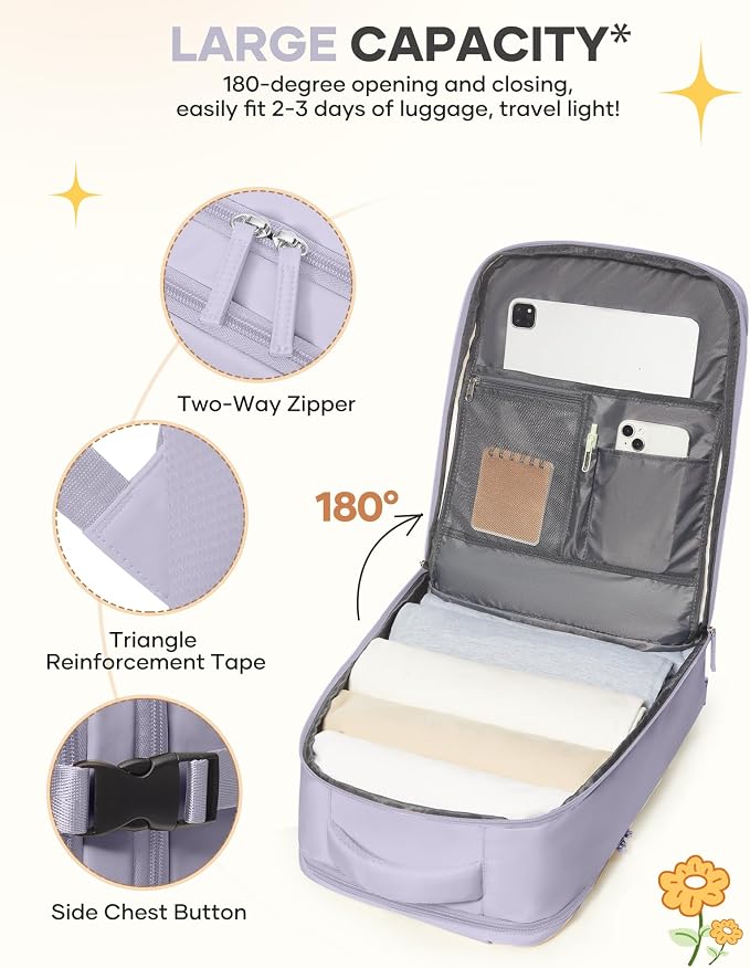 Carry On Backpack Personal Item Travel Backpack - Image 5
