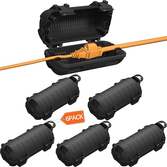 Extension Cord Cover Outdoor, 6 Pack IP54 Water-Resistant Power Cord Protector by CFMASTER