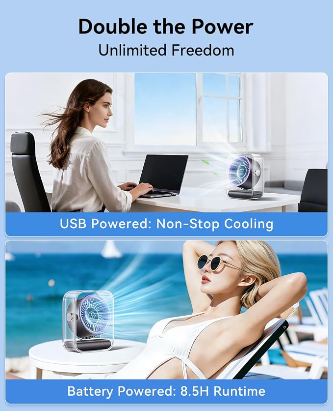 DIGIX Portable Desk Fan for Bedroom, Rechargeable Small Table Fan - Image 4