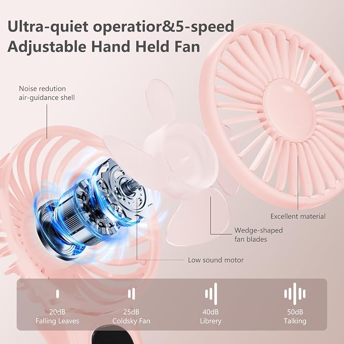 Portable Fan, 5-Speed 180° Foldable USB Fan, Cooling Face Fan - Image 3