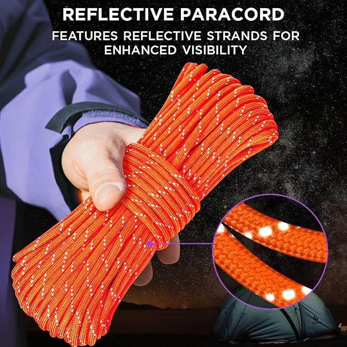 TECEUM Reflective Paracord Rope 1000 – 1000ft/200ft/100ft/50ft – 40+ Colors – - Image 2