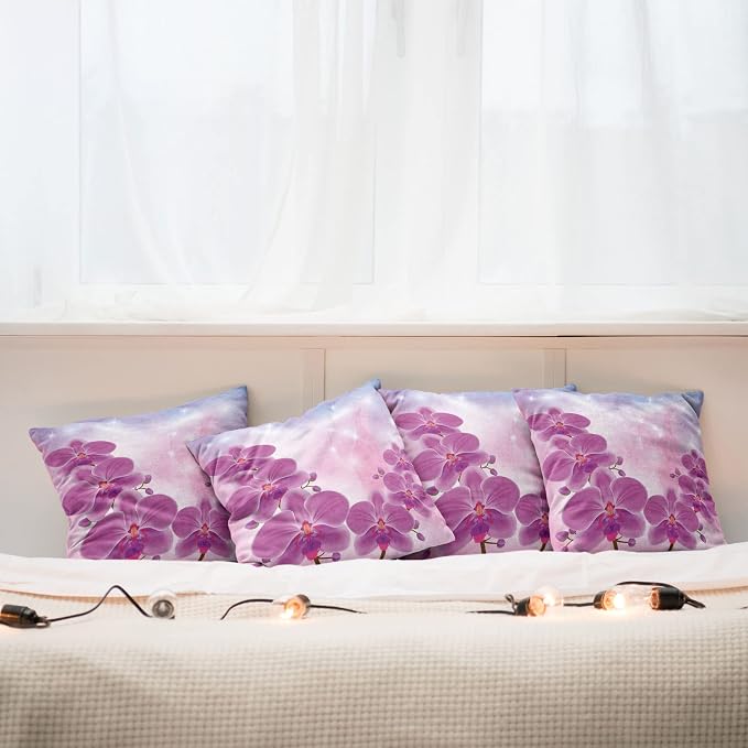 Ambesonne Floral Throw Pillow Cushion Case Pack of 4, Exotic Orchid Flowers - Image 6