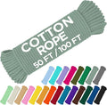 TECEUM Cotton Rope 3/16” – 50 FT – Strong All-Purpose Braided Rope – Natural by TECEUM