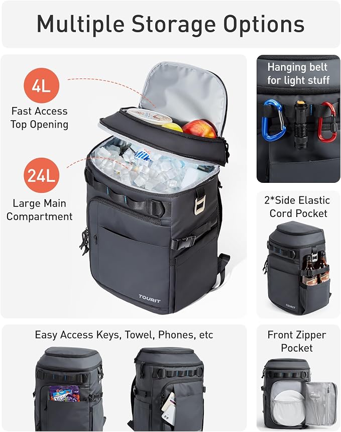 TOURIT Cooler Backpack Lightweight Insulated Backpack Cooler Leak-Proof - Image 5