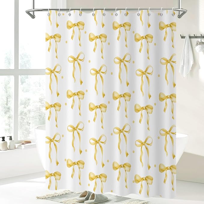 Yellow Bow Shower Curtain - Image 2