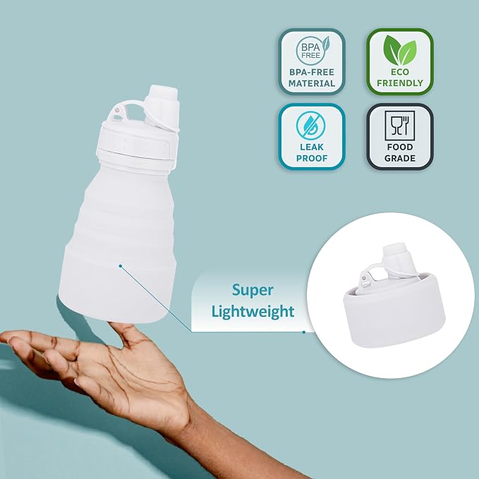 Collapsible Water Bottles 17oz, Odorless BPA-Free Silicone, Leak-Proof Foldable - Image 3