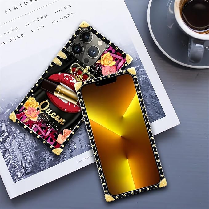 Compatible with iPhone 13 Pro Case, Queen Lip Crown Leopard Print Luxury Golden - Image 6