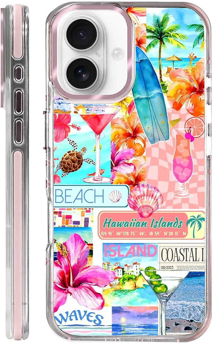 Case for iPhone 16, Coastal Beach Cover Coquette Collage Phone Case Design，for by Toulas