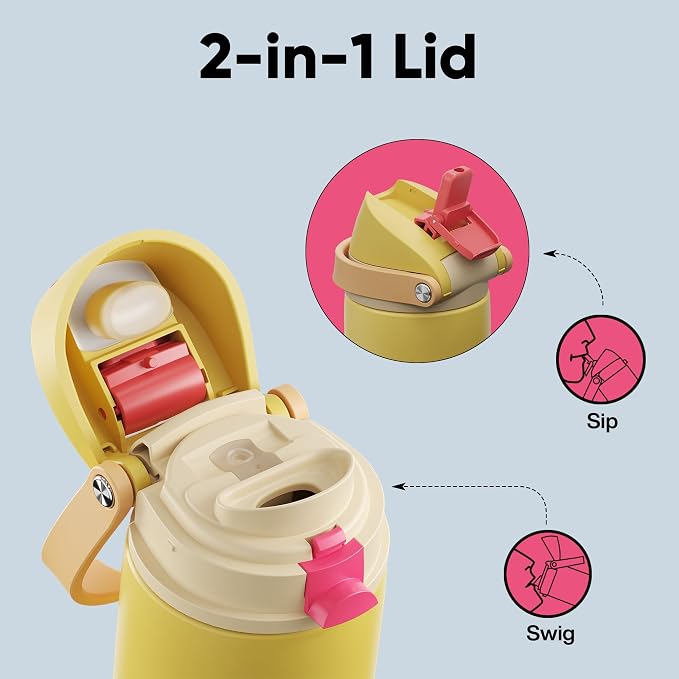 Insulated Water Bottle with Straw - Image 3