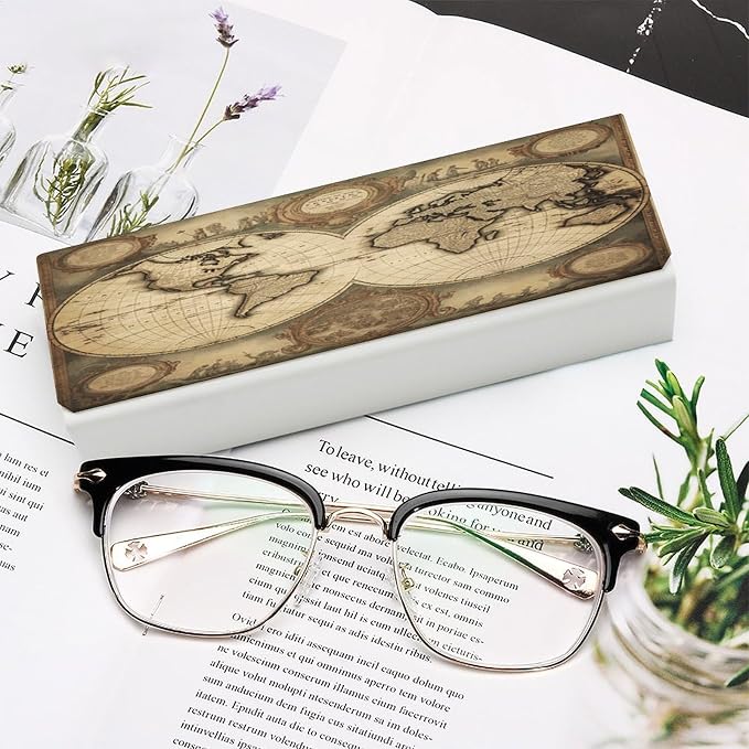 World Map Eyeglass Case Spectacle Case Slim PU Leather Eyeglass Case - Image 6