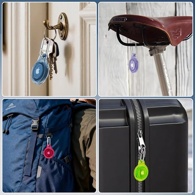 AirTag Holder with 304 Carabiner, 4 Pack IPX8 Waterproof Shockproof PC Hard Case - Image 7