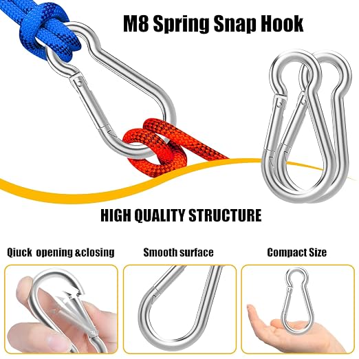 100PCS 3" Heavy Duty Spring Snap Hook, M8 5/16" Galvanized Steel Snap Hook - Image 3