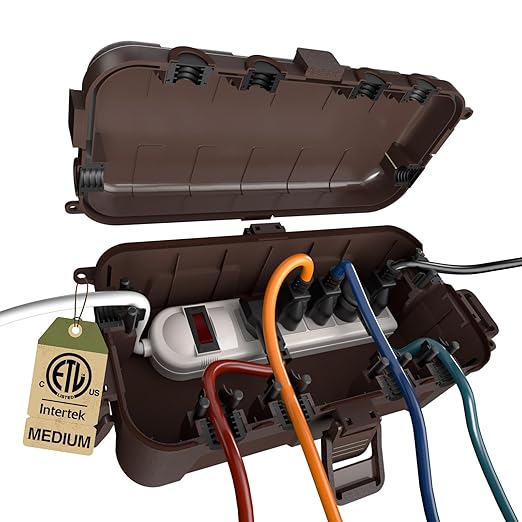 Flemoon Medium Outdoor Electrical Box, IP54 Waterproof Extension Cord Cover w/6 by FLEMOON