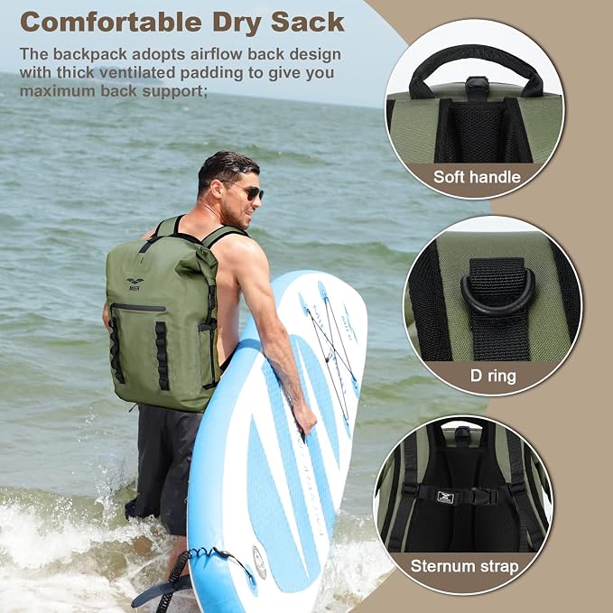MIER Dry Bag Waterproof Backpack 30L Dry Sack Heavy Duty Roll-Top Closure - Image 4