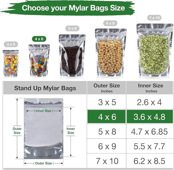 BELLE KR® 4x6 Mylar Bags for Food Storage - Image 2