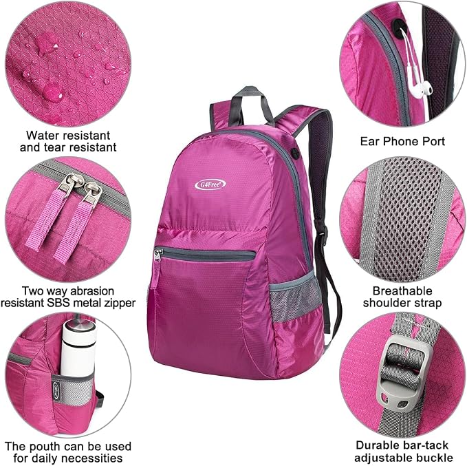 G4Free 20L Lightweight Packable Backpack Travel Hiking Daypack Foldable Backpack - Image 5
