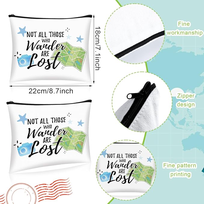 12 Pcs Travel Bag Adventure Awaits Makeup Bag Gifts World Map Cosmetic Case - Image 2
