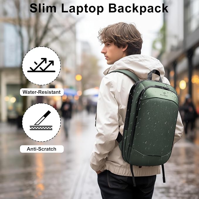 Slim Laptop Backpack for Men, Waterproof Expandable High Tech Business Work - Image 2