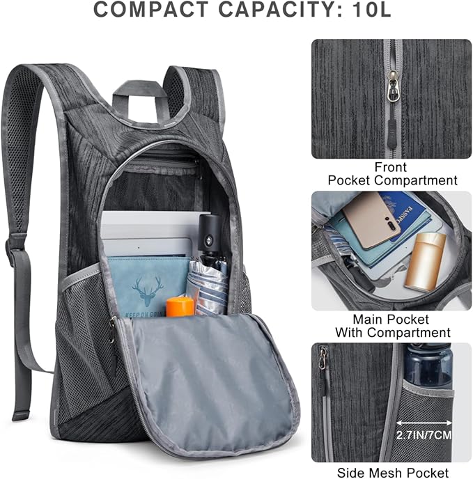 G4Free 10L Hiking Backpack Small Travel Hiking Daypack Lightweight Packable - Image 3