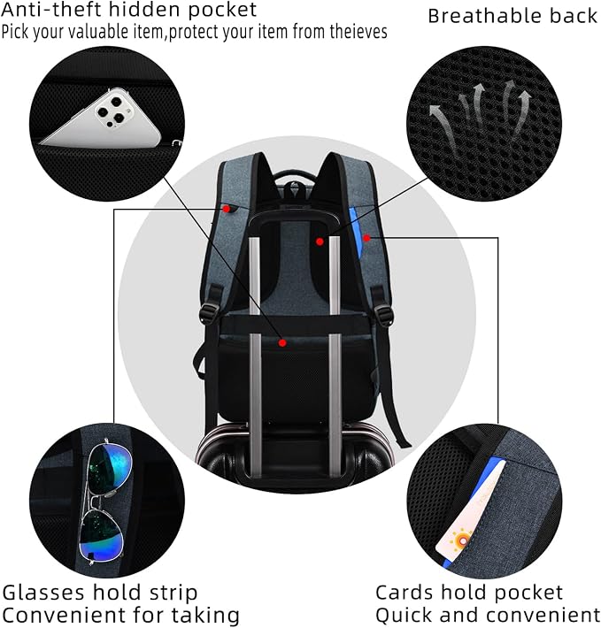 DUSLANG 17 Inch Travel Laptop Backpack Water Resistant College Backpack - Image 5