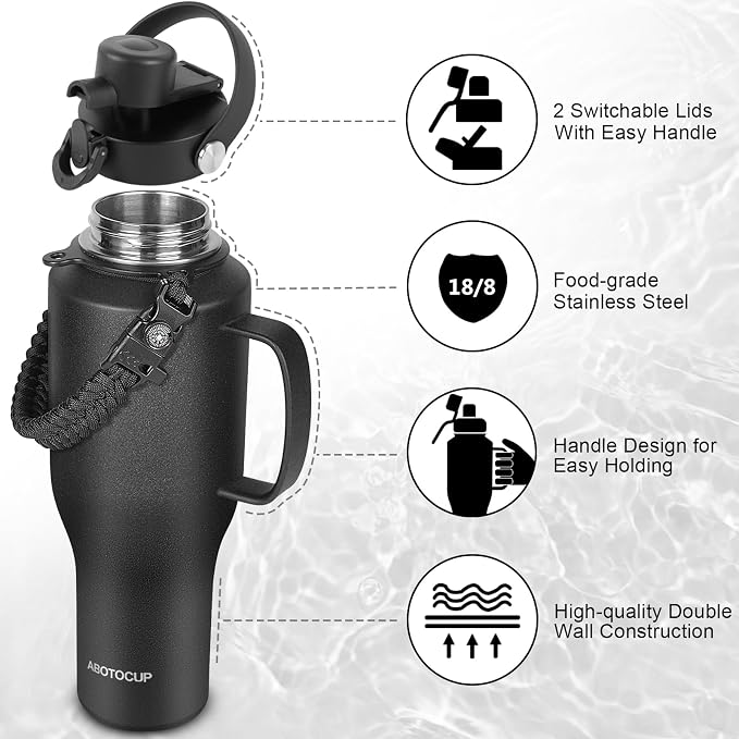 ABOTOCUP Water Bottle 40oz, Insulated Water Bottle - Image 3