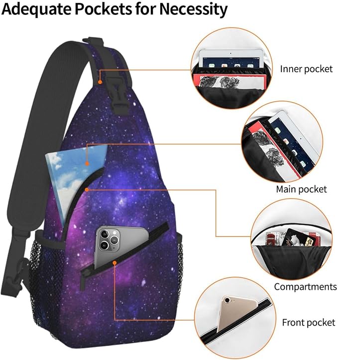 Galaxy Crossbody Sling Bags for Women Men Abstract Blue Nebula Beautiful Night - Image 3