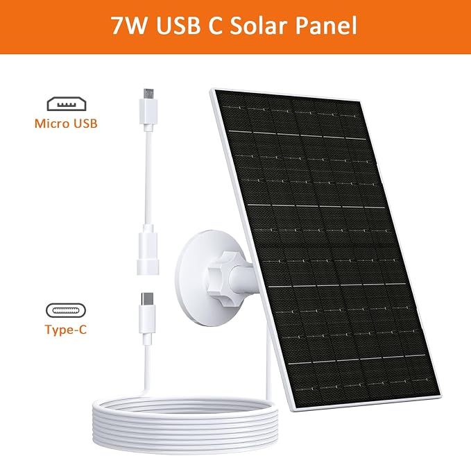 Zivif 7W Solar Panel for Security Camera, 5V USB C Solar Panel Charger - Image 2