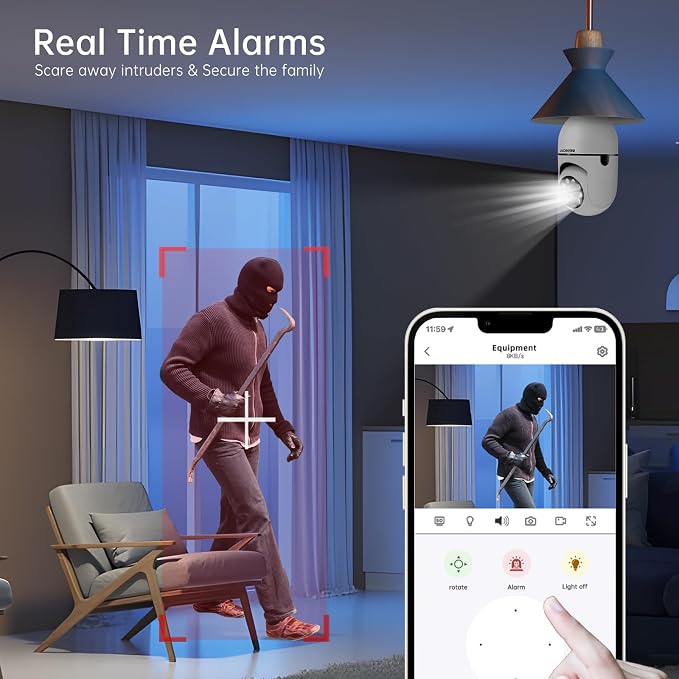 WESECUU Light Bulb Security Camera -5G& 2.4GHz WiFi 2K Security Cameras - Image 5
