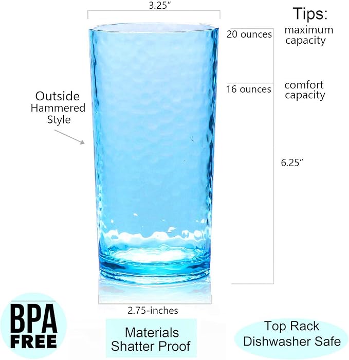 KX-WARE 14-ounce and 20-ounce Acrylic Glasses Plastic Tumbler, Dishwasher Safe - Image 3