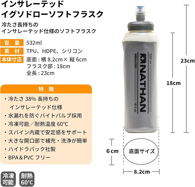 Nathan Insulated Soft Flask, Soft Flask Running Bottle, Hydration Insulated - Image 3