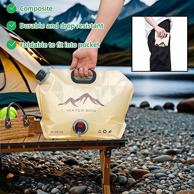 8L/281oz Outdoor Collapsible Water Jug BPA-Free w/Adjustable Faucet - Image 8